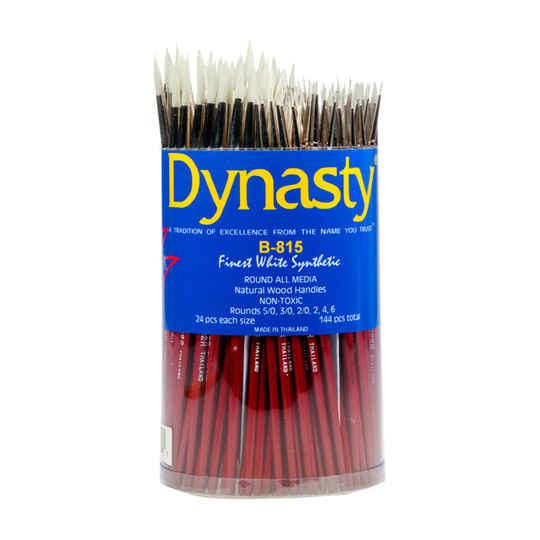 White Synthetic Round Brush Canister, 144 Brushes