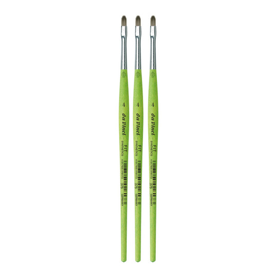Student Filbert Paint Brush, Size 4, Green Handle, Pack of 3