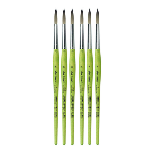 Student Round Synthetic Paint Brushes, Size 8, Green Handles, Pack of 6