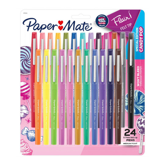 Medium Felt Tip Pens, Candy Pop Colors, 24 Count