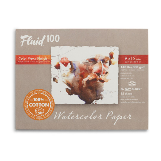 140 lb Cold Press Cotton Watercolor Block, 9 x 12, 15 Sheets