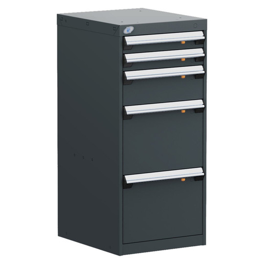 5-Drawer Modular Cabinet, 18"W x 21"D x 40"H - With Dividers - Drawer heights: 2 3" H, 1 6" H, 2 12" H