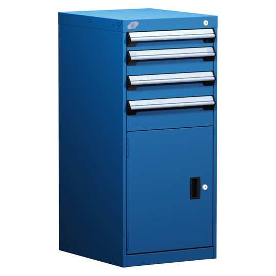 4-Drawer Modular Cabinet, 18"W x 21"D x 40"H - With Dividers - Drawer heights: 1 3" H, 2 4" H, 1 5" H