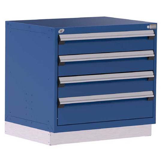 4-Drawer Heavy-Duty Modular Cabinet, 36"W x 27"D x 34"H - Without Dividers - Drawer heights: 3 6"H, 1 8"H