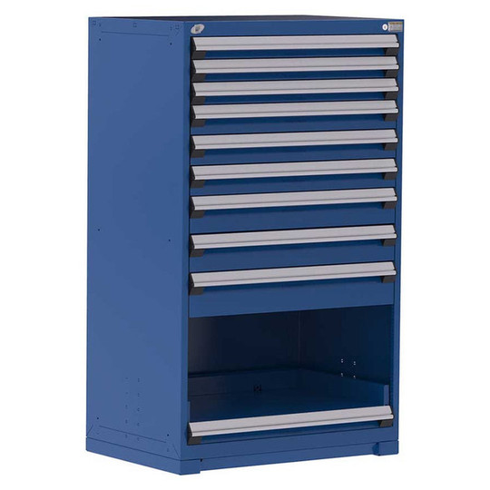 9-Drawer Heavy-Duty Modular Cabinet, 36"W x 24"D x 60"H - With Dividers - Drawer heights: 3 3"H, 3 4"H, 2 5"H, 1 6"H