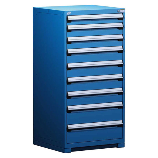 9-Drawer Heavy-Duty Modular Cabinet, 30"W x 27"D x 60"H - Without Dividers - Drawer heights: 1 4"H, 2 5"H, 4 6"H, 2 8"H