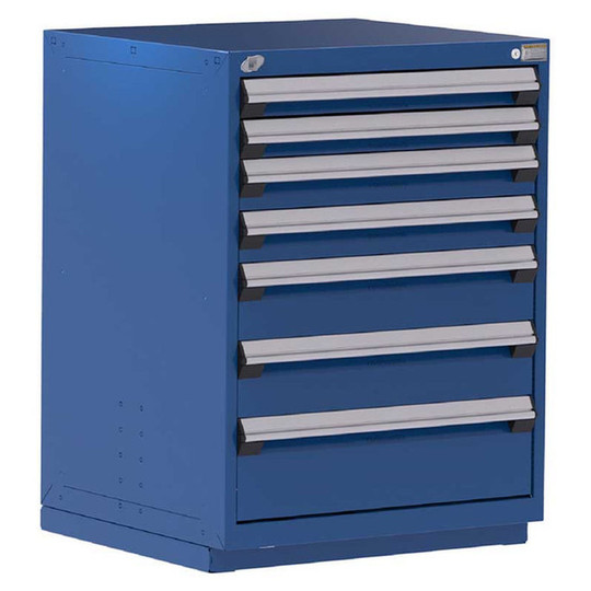 7-Drawer Heavy-Duty Modular Cabinet, 30"W x 27"D x 40"H - With Dividers - Compartments: 3"H/25 - 4"H/25 - 6"H/12 - 8"H/12