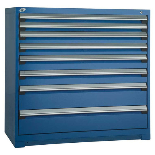8-Drawer Heavy-Duty Modular Cabinet, 48"W x 24"D x 46"H - Without Dividers - Drawer heights: 2 3"H, 2 4"H, 2 5"H, 2 8"H