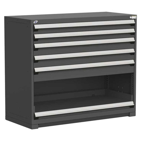 5-Drawer Heavy-Duty Modular Cabinet, 54"W x 24"D x 46"H - Without Dividers - Drawer heights: 2 4"H, 2 5"H, 1 6"H