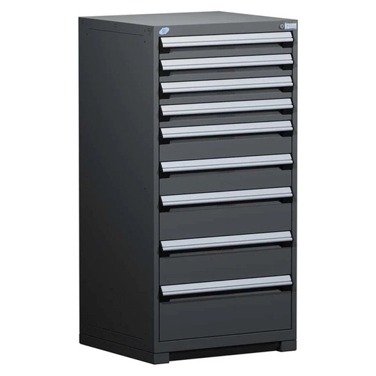 9-Drawer Heavy-Duty Modular Cabinet, 30"W x 21"D x 60"H - Without Dividers - Drawer heights: 4 4"H, 2 6"H, 2 8"H, 1 10"H