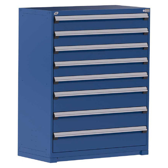 8-Drawer Heavy-Duty Modular Cabinet, 48"W x 24"D x 60"H - With Dividers - Drawer heights: 5 6"H, 3 8"H