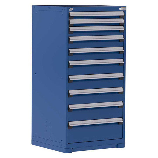 10-Drawer Heavy-Duty Modular Cabinet, 30"W x 27"D x 60"H - With Dividers - Drawer heights: 2 3"H, 1 4"H, 2 5"H, 3 6"H, 1 7"H, 1 9"H