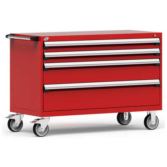 4-Drawer Heavy-Duty Mobile Cabinet, 54"W x 24"D x 37.5"H - Without Dividers