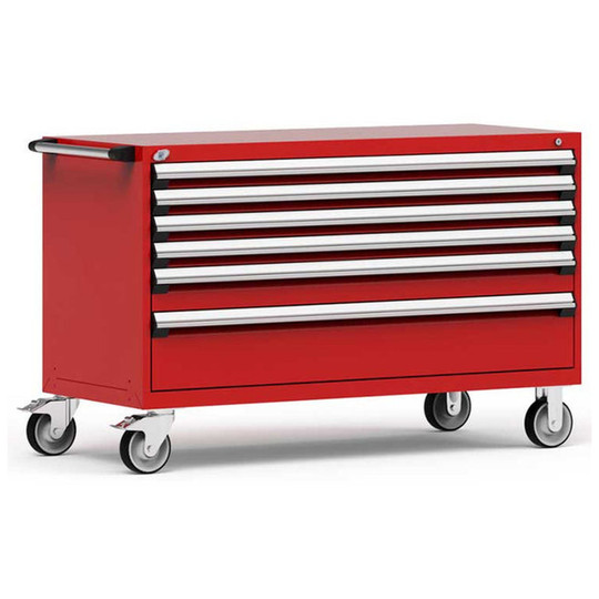 6-Drawer Heavy-Duty Mobile Cabinet, 60"W x 27"D x 37.5"H - Without Dividers