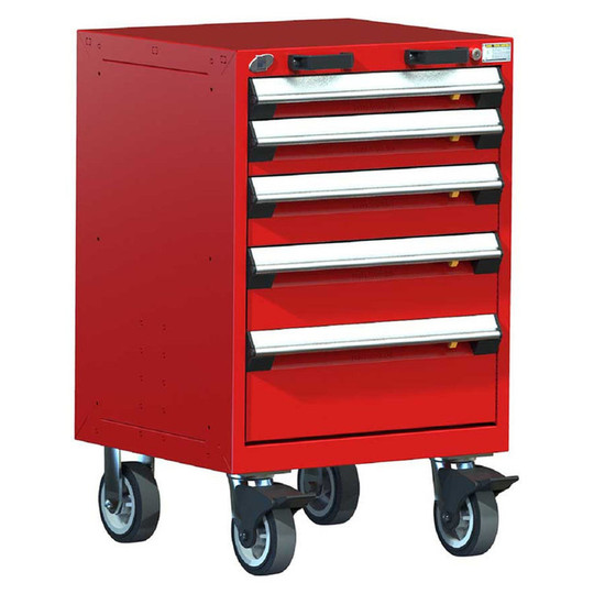 5-Drawer Heavy-Duty Mobile Cabinet, 24"W x 27"D x 37.5"H - With Dividers