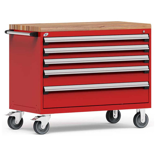 5-Drawer Heavy-Duty Mobile Cabinet, 48"W x 24"D x 39.25"H - With Dividers