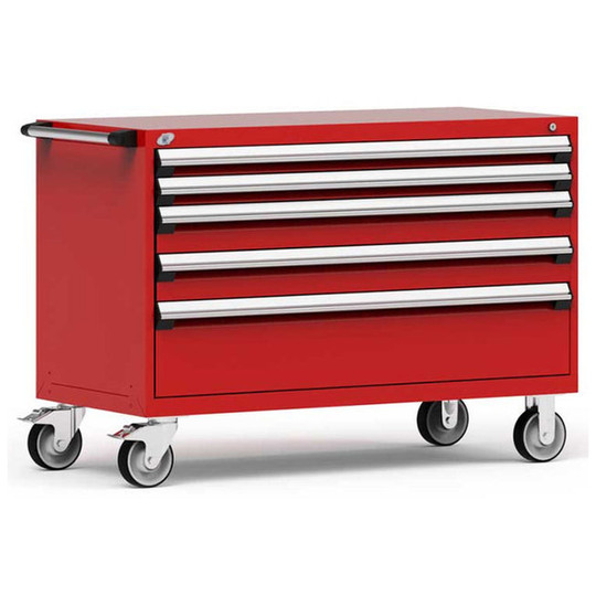 5-Drawer Heavy-Duty Mobile Cabinet, 54"W x 24"D x 37.5"H - With Dividers
