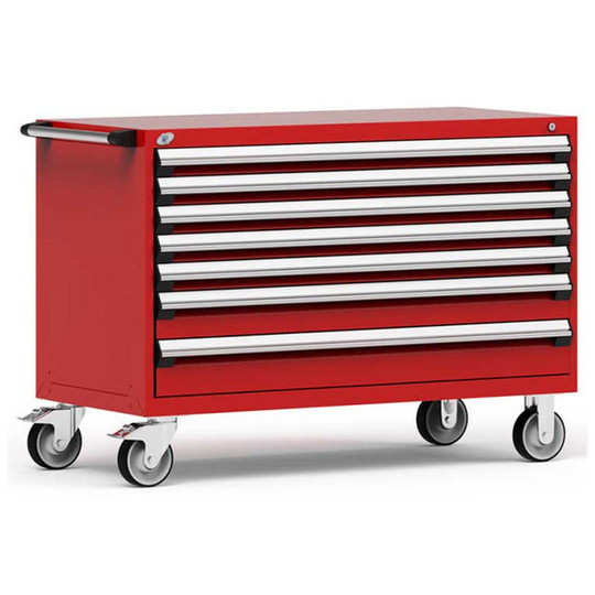 7-Drawer Heavy-Duty Mobile Cabinet, 54"W x 27"D x 37.5"H - With Dividers