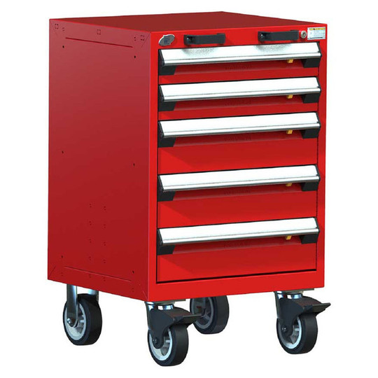 5-Drawer Heavy-Duty Mobile Cabinet, 24"W x 27"D x 37.5"H - Without Dividers - Drawer heights: 2 4"H, 3 6"H