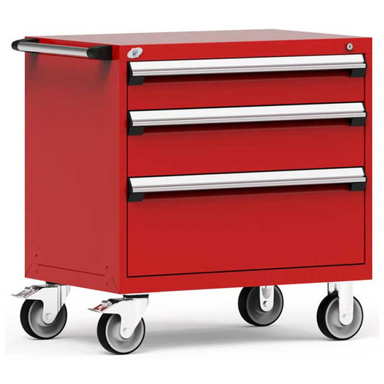 3-Drawer Heavy-Duty Mobile Cabinet, 36"W x 18"D x 37.5"H - With Dividers