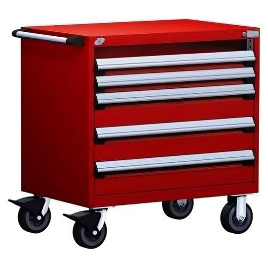 4-Drawer Heavy-Duty Mobile Cabinet, 36"W x 24"D x 37.5"H - With Dividers - Drawer heights: 1 3"H, 3 6"H