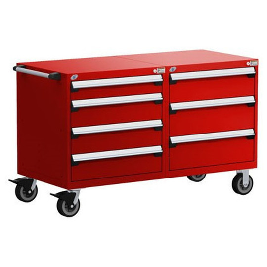 7-Drawer Mobile Cabinet, 48"W x 27"D x 37.5"H - With Dividers