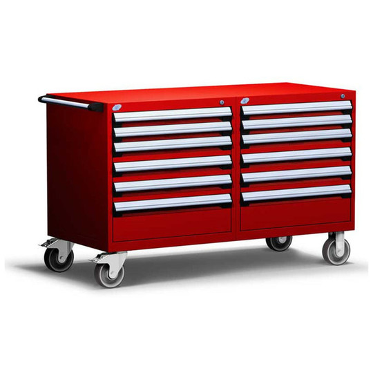 12-Drawer Mobile Cabinet, 60"W x 21"D x 37.5"H - Without Dividers