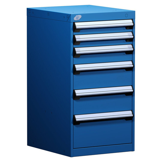 6-Drawer Modular Cabinet, 18"W x 21"D x 34"H - Without Dividers - Drawer heights: 2 3" H, 1 4" H, 2 6" H, 1 8" H
