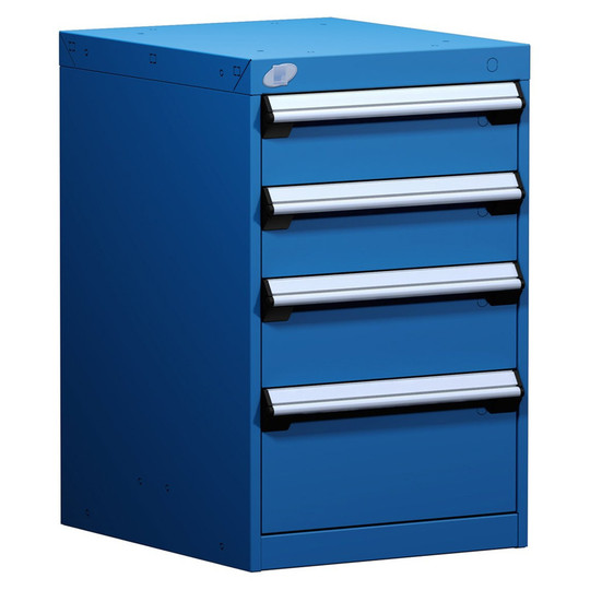 4-Drawer Modular Cabinet, 18"W x 21"D x 28"H - Without Dividers - Drawer heights: 2 5" H, 1 6" H, 1 8" H