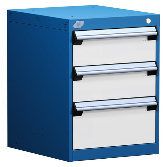 3-Drawer Modular Cabinet, 18"W x 21"D x 24"H - With Dividers - Drawer heights: 2 6" H, 1 8" H; Compartments: 6"H-6 / 8"H-6