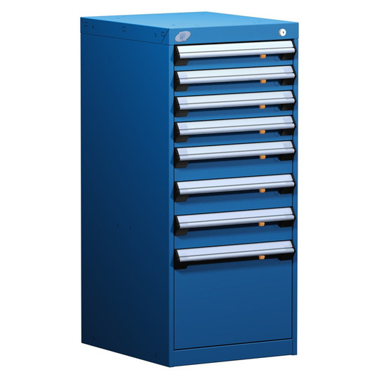 8-Drawer Modular Cabinet, 18"W x 21"D x 40"H - With Dividers - Drawer heights: 4 3" H, 3 4" H, 1 12" H; Compartments: 3"H-9 / 4"H-9 / 12"H-4