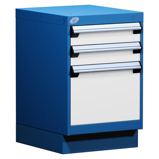 3-Drawer Modular Cabinet, 18"W x 21"D x 28"H - With Dividers - Drawer heights: 2 4" H, 1 12" H