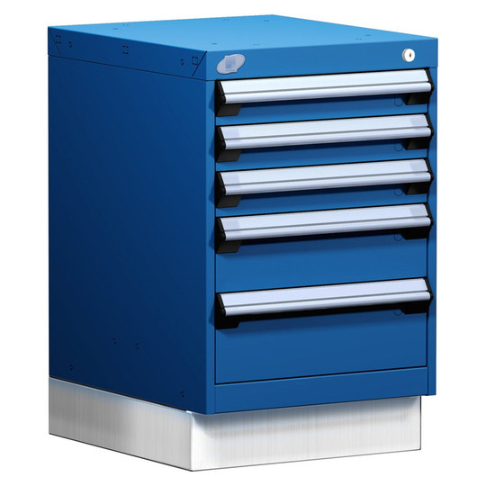 5-Drawer Modular Cabinet, 18"W x 21"D x 28"H - With Dividers - Drawer heights: 3 3" H, 1 5" H, 1 6" H; Compartments: 3"H-9 / 5"H-9 / 6"H-6