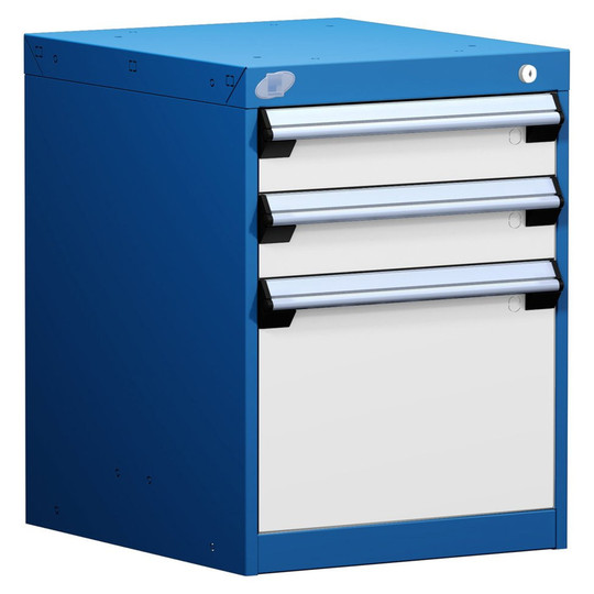 3-Drawer Modular Cabinet, 18"W x 21"D x 24"H - With Dividers - Drawer heights: 2 4" H, 1 12" H; Compartments: 4"H-9 / 12"H-4