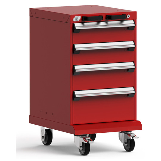 4-Drawer Mobile Cabinet, 18"W x 21"D x 33.13"H - Without Dividers - Drawer heights: 2 5" H, 1 6" H, 1 8" H