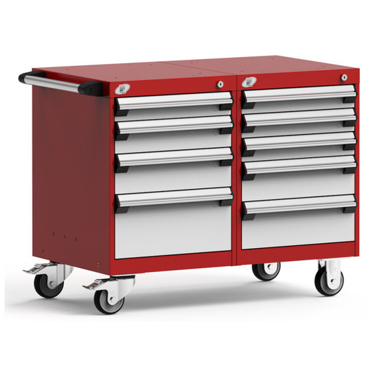 9-Drawer Mobile Cabinet, 36"W x 21"D x 29.13"H - Without Dividers