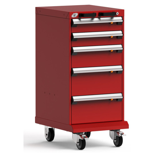 5-Drawer Mobile Cabinet, 18"W x 27"D x 39.13"H - With Dividers - Drawer heights: 2 4" H, 1 6" H, 2 8" H