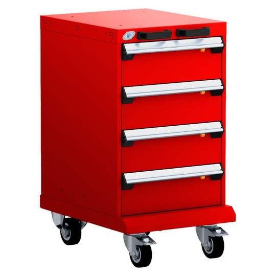 4-Drawer Mobile Cabinet, 18"W x 27"D x 33.13"H - Without Dividers