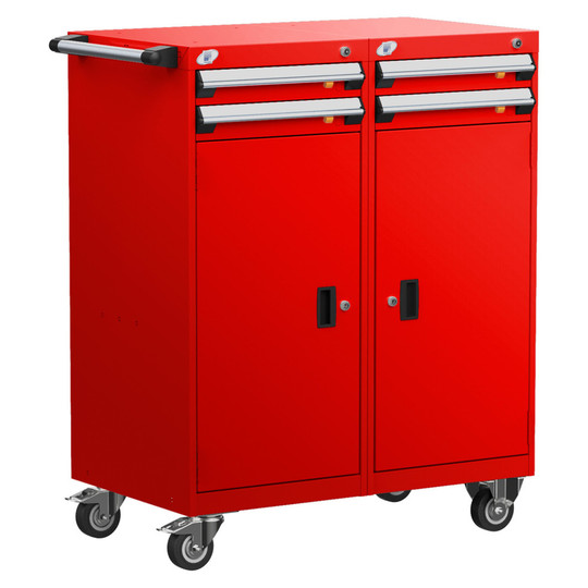 4-Drawer Mobile Cabinet, 36"W x 21"D x 45.13"H - Without Dividers - Drawer heights: 2 3" H, 2 3" H, 2 Integrated Doors