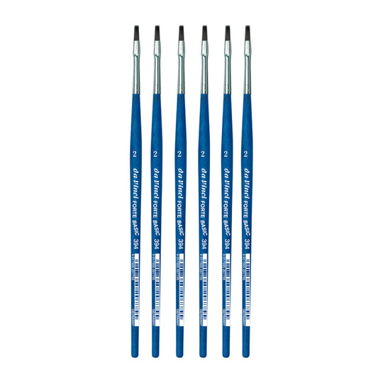 Student Flat Synthetic Acrylic Brush, Size 2, Pack of 6