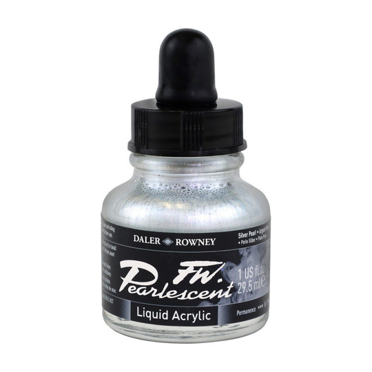 Pearlescent Silver Acrylic Ink, 29.5 mL