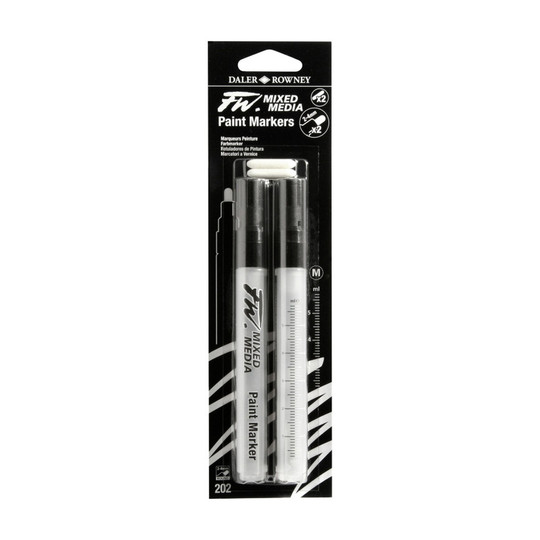Refillable Empty Ink Markers with Medium Round Nibs, 2-Pack