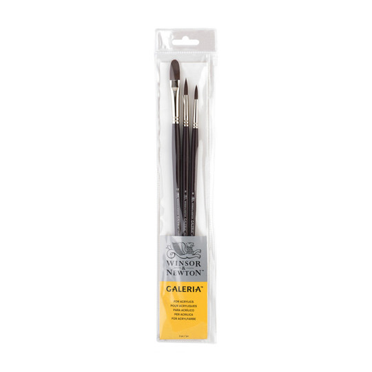 Long-Handle Synthetic Acrylic Brush Set, 3-Piece
