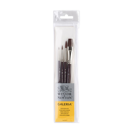 Short-Handle Synthetic Acrylic Brush Set, 4 Pieces