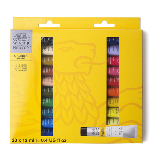 Acrylic Paint Set, 20 Assorted Colors, 12 mL Tubes