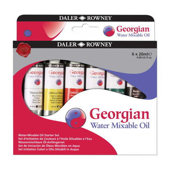 Water-Mixable Oil Paint Starter Set, Assorted Colors, 20 mL, 6 Pack