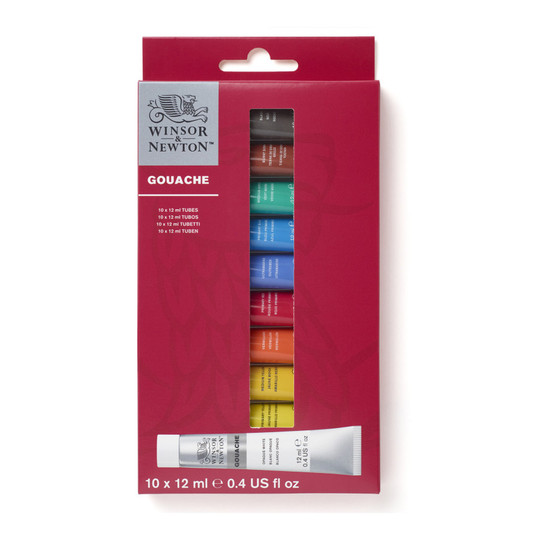 10-Color Water-Based Gouache Paint Set, 12 mL Tubes