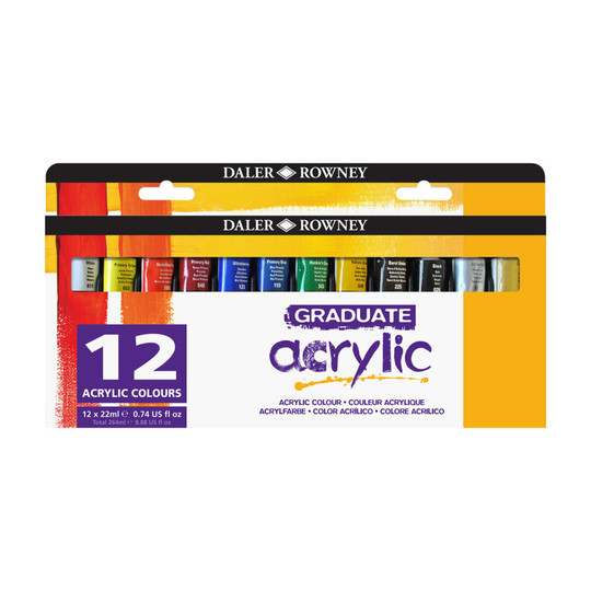 Graduate Assorted Acrylic Paint Set, 22 mL, 12 Pieces