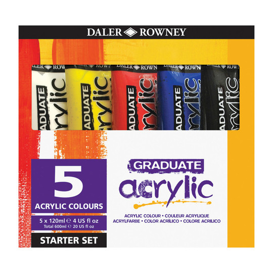 Graduate Acrylic Paint Starter Set, Assorted Colors, 120 mL, 5 Pieces