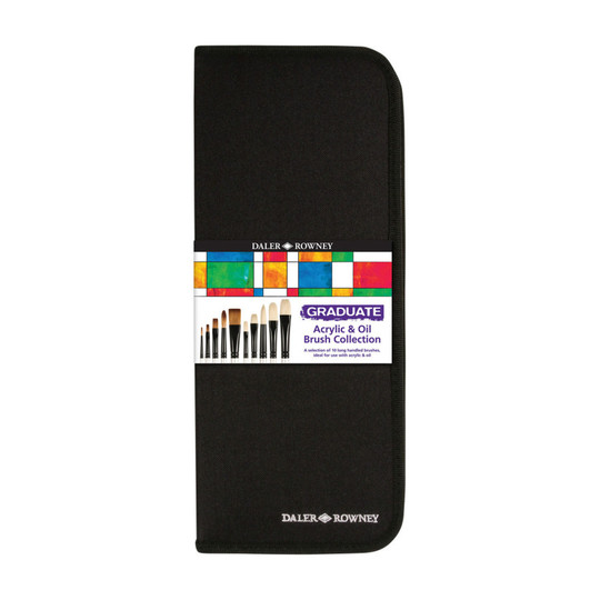 Graduate Long-Handle Artist Brush Set with Zip Case, 10 Pieces